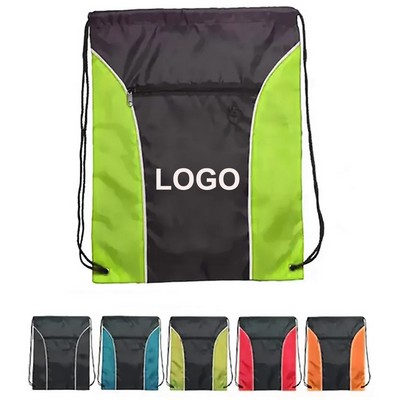 Two Tone Polyester Drawstring Backpack