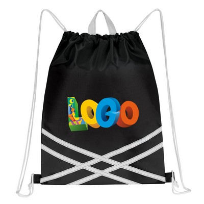 Stripe Print Convertible Drawstring Backpack