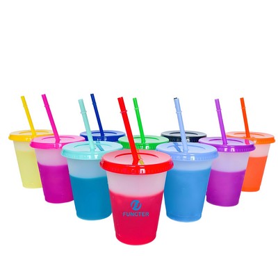 16 oz. Color Changing Stadium Cups W/ Straw