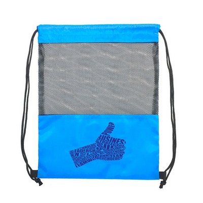 210D Polyester Drawstring Bag Mesh Drawstring Backpack Bag